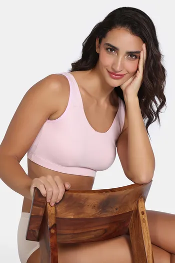 Buy Zivame Double Layered Non Wired Full Coverage Bralette - Barely Pink